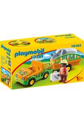Playmobil 1,2,3 Voiture du Zoo avec Rhinocéros Playmobil 70182