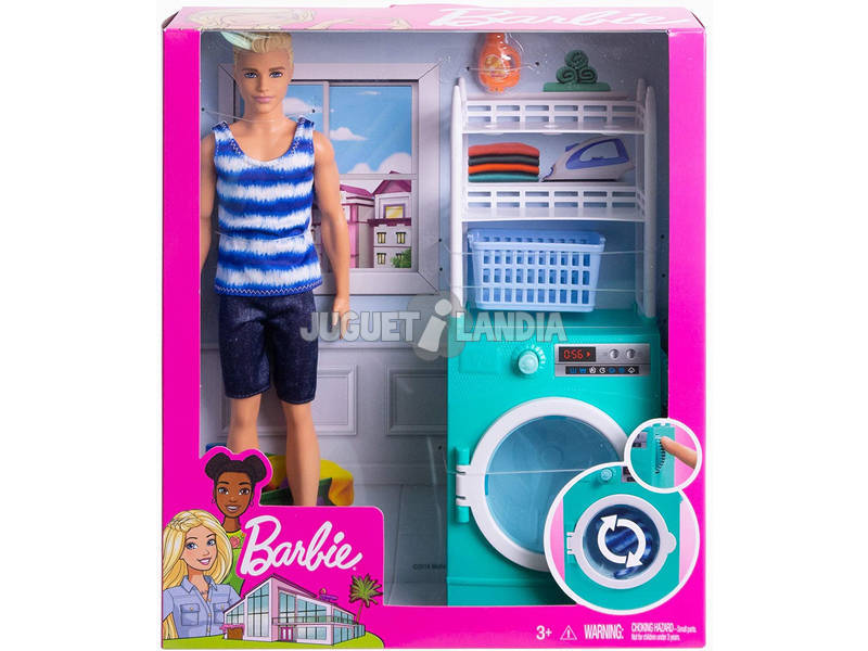 Barbie Muñeco Ken y Mobiliario Lavadora Mattel FYK52