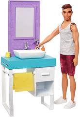 Barbie Poupée Ken et Mobilier Toilette Mattel FYK53
