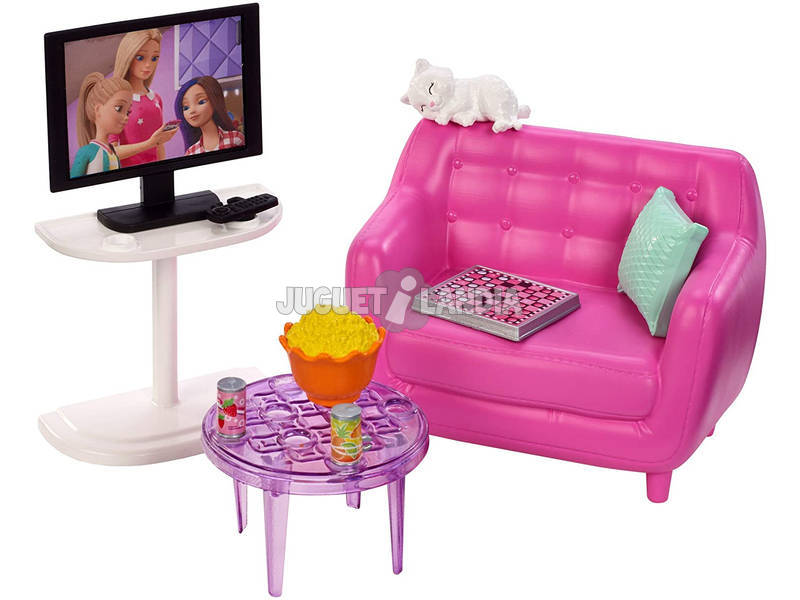 Barbie Muebles Interior Sofá con Gatito Mattel FXG36