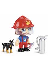 Pinypon Action Figura Bombeiro com Pastor Alem�o Famosa 700015151