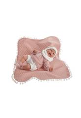 Poup�e Clara Couverture Petites Boules Rose 34 cm. Antonio Juan 7047