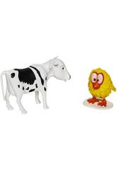 La Ferme De Zen�n Kit 2 Figurines Vache Folle et Poussin Piou Bandai 82001