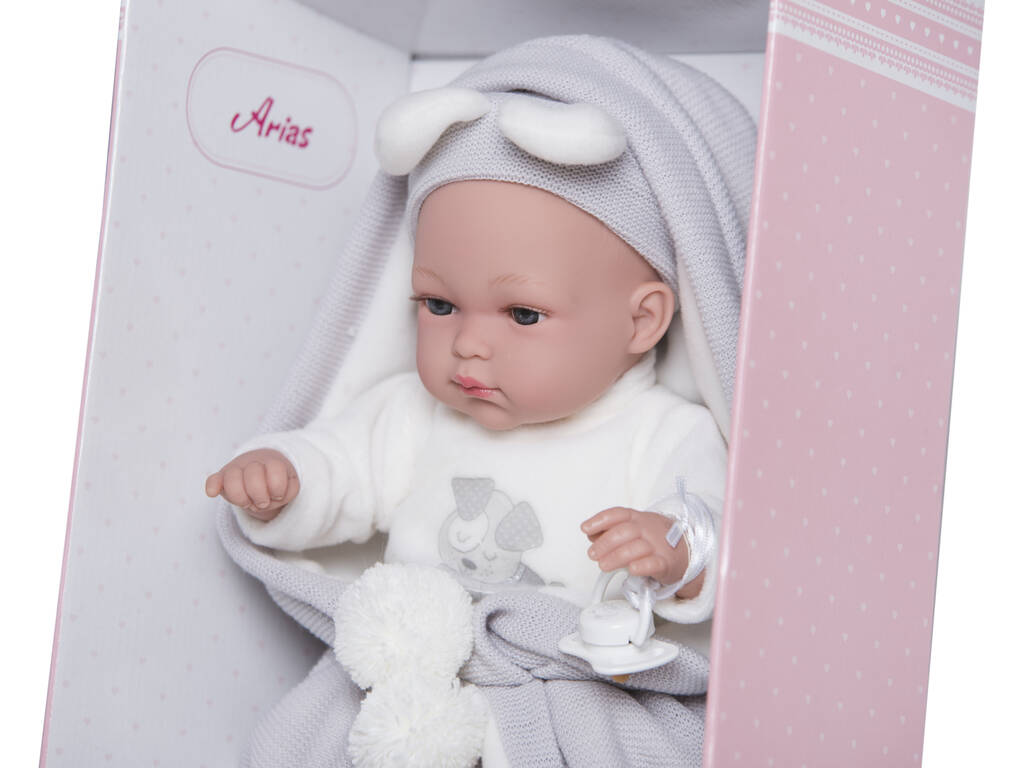 Elegance Erea Grau 33 cm. Puppe mit Decke und Weinen Arias 60282