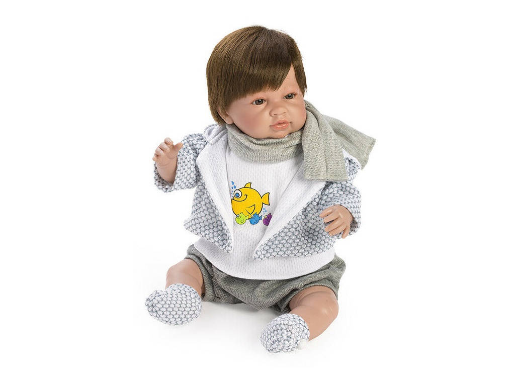 Neugeborene Weinende Saoro Puppe 50 cm. Mit Schal und Jacke Berbesa 5211