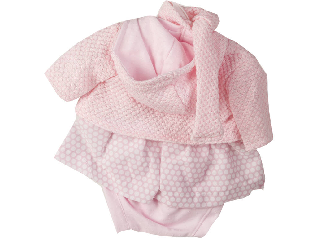 Neugeborene-Puppenkleid 50 cm. Pink Jacke und Schal Berbesa T5210