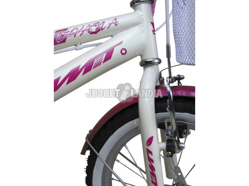 Bicicleta de 18 Diana Cor-de-rosa e Branca com Cesto Umit 1871-35