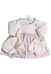 Robe Poup�e 43 cm. Fleurs Rose Arbousiers Beige Asivil 3365030