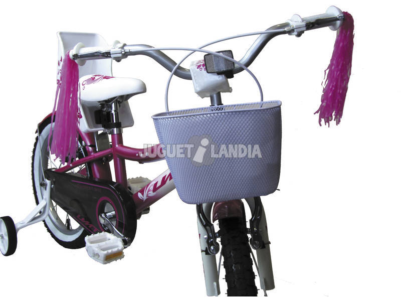 Bicicleta 16 Diana Cor-de-rosa e Branca com Cesto e Assento para Boneca Umit 1671-35