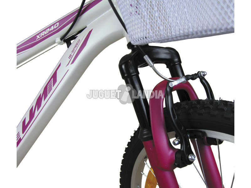 Bicicleta XR-240 Rosa y Blanca con Cambio Shimano 18v y Cesta Umit 2471CS-35