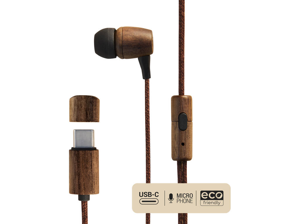 Earphones Kopfhörer Eco Walnut Wood Energy Sistem 45070