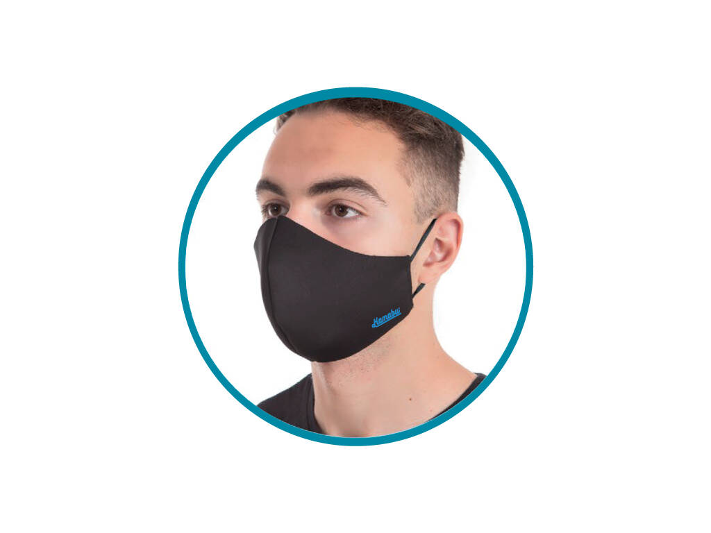 Schwarze Neoprene Hygienische Schutzmaske mit Gummibändern Kamabu 80026