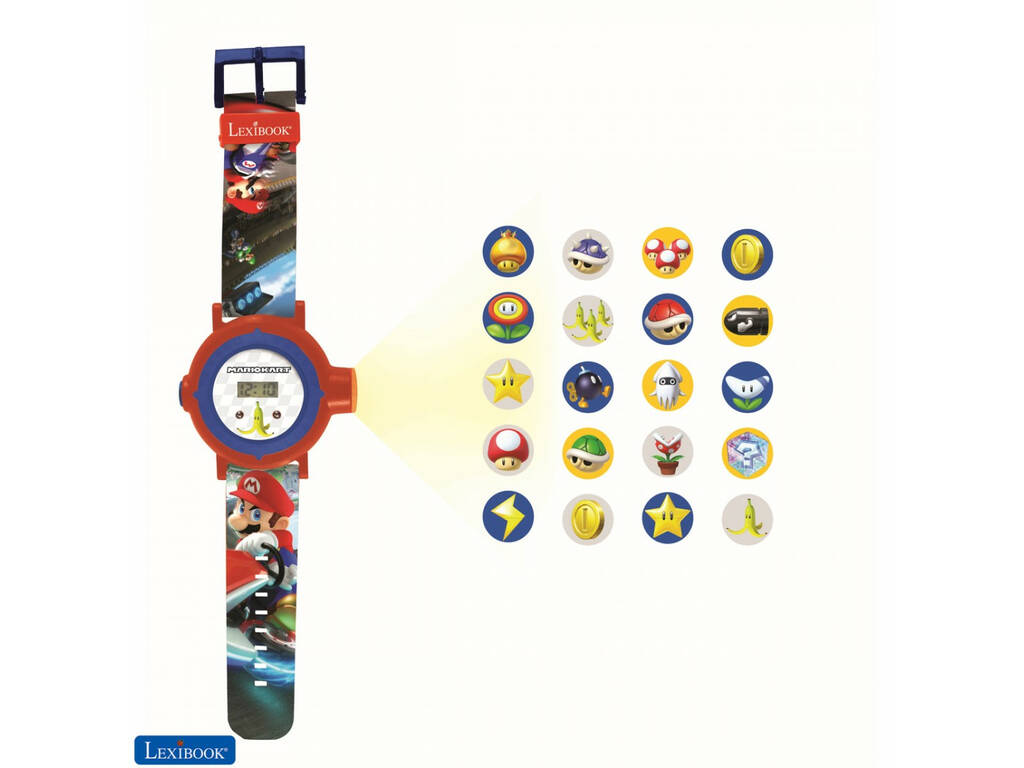 Super Mario Reloj Proyector Digital con 20 Proyecciones Lexibook DMW050NI