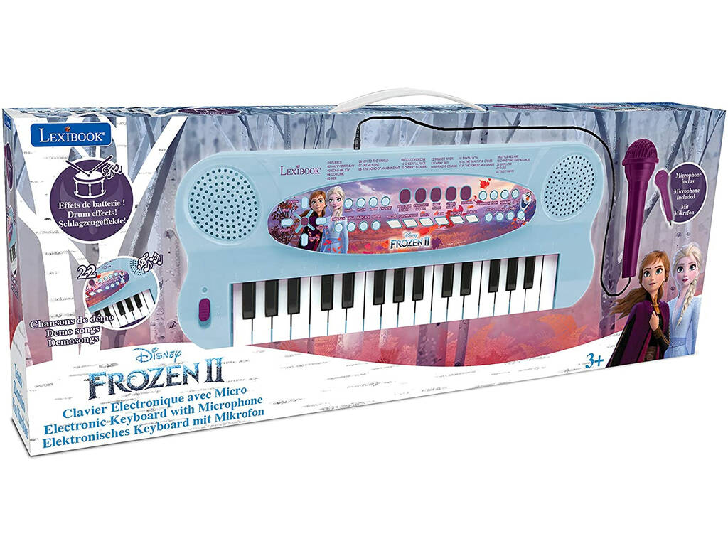 Frozen Teclado Musical 32 Teclas con Micro y Cable Aux-In Lexibook K703FZ