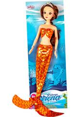 Muñeca Sirena 30 cm. Naranja