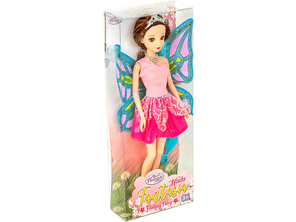 Bambola Fata 30 cm. Vestito Rosa e Fucsia