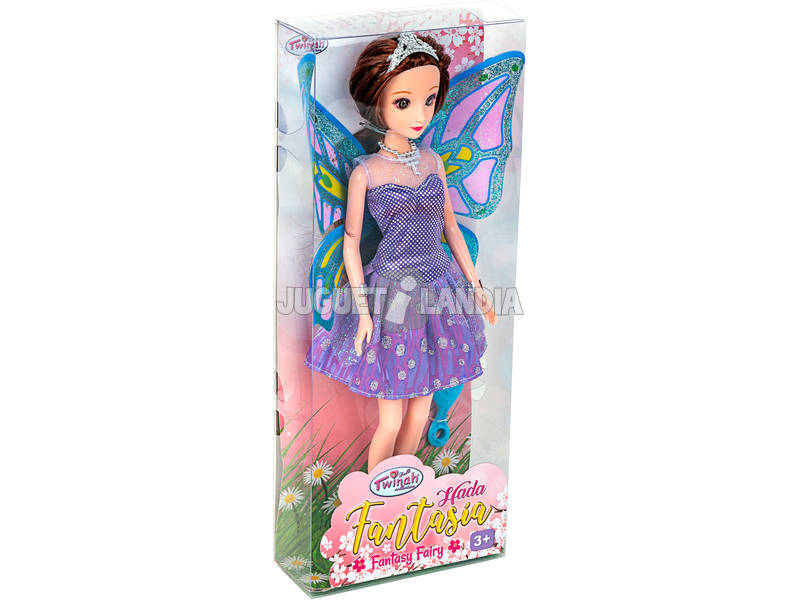 Bambola Fata 30 cm. Vestito Viola e Argentato