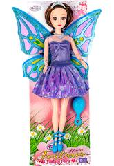 Poup�e F�e 30 cm. Robe Violette et Argent�e