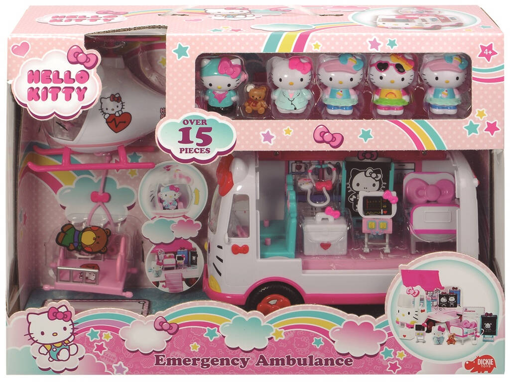 Hello Kitty Helicóptero Ambulancia y Figuras Simba 253246001