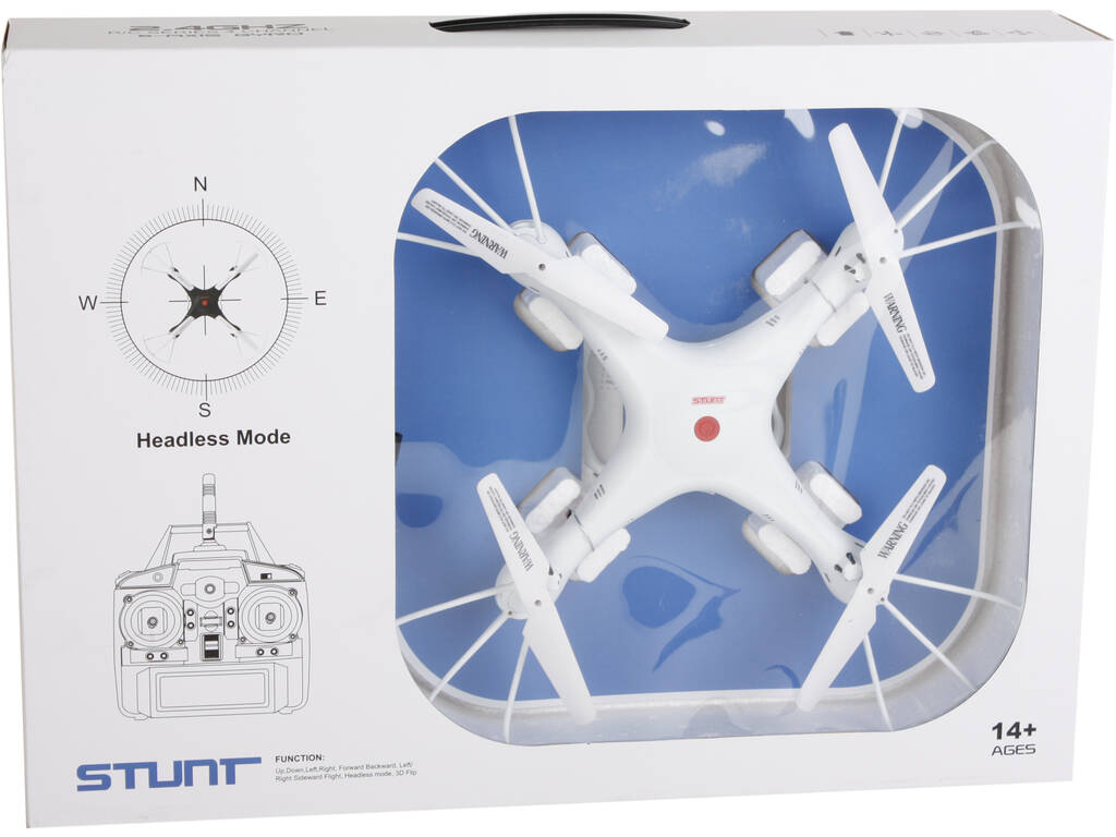 Dron Stunt Radiocomando Bianco 2.4GHZ 4x32x32 cm.