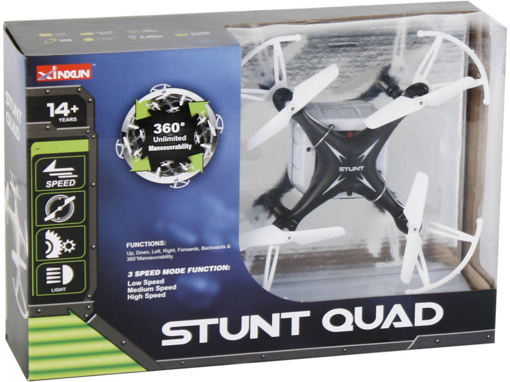 Drone Stunt Quad Noir 2.4GHZ 14.5 cm.