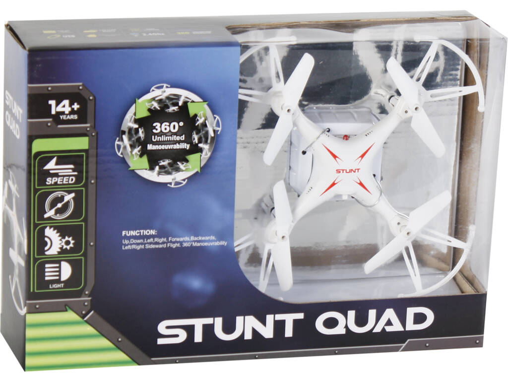 Weisse Stunt Quad Drohne 2.4GHZ 14.5 cm.