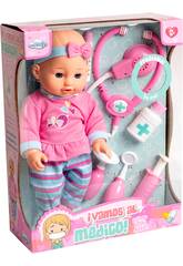 Poup�e 30 cm. avec Accessoires M�dicaux De Couleur Rose