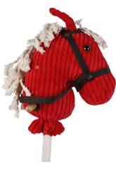 Pferdkopfplüsch mit Stock und Sound 100 cm. Rot
