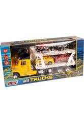 Camion Porte-voitures Jaune Avec 2 Camionnettes et 2 Quads
