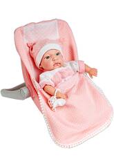 Poup�e 30 cm. Rose avec Maxicosi et des Sons