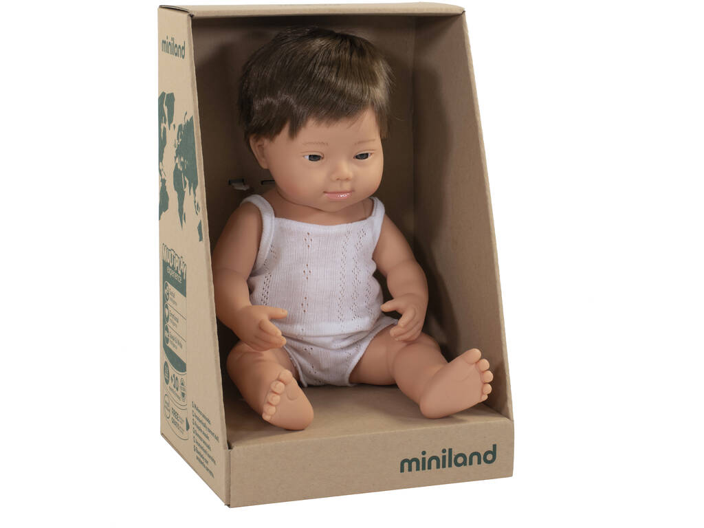 Europäische Babypuppe mit Down Syndrom 38 cm. Miniland 31170
