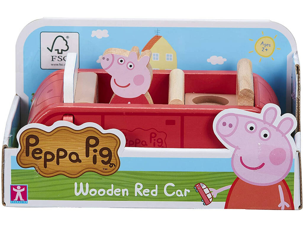 Peppa Pig Coche de Madera con Figura Bandai CO07208