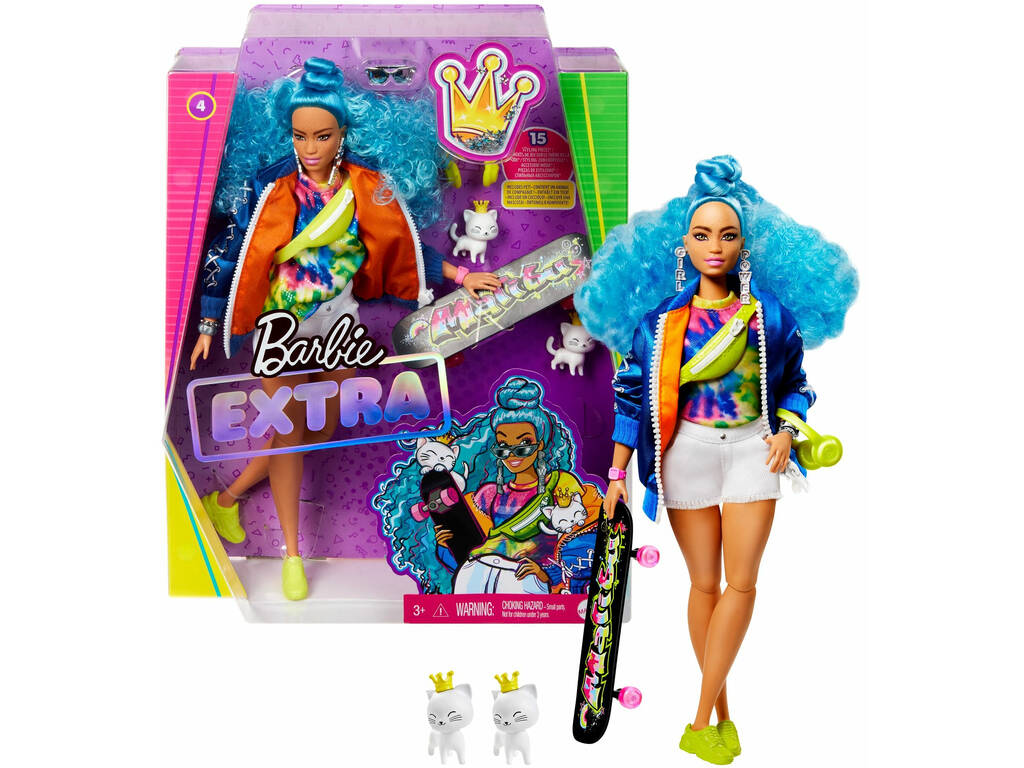 Barbie Extra Blaues Lockiges Haar Mattel GRN30