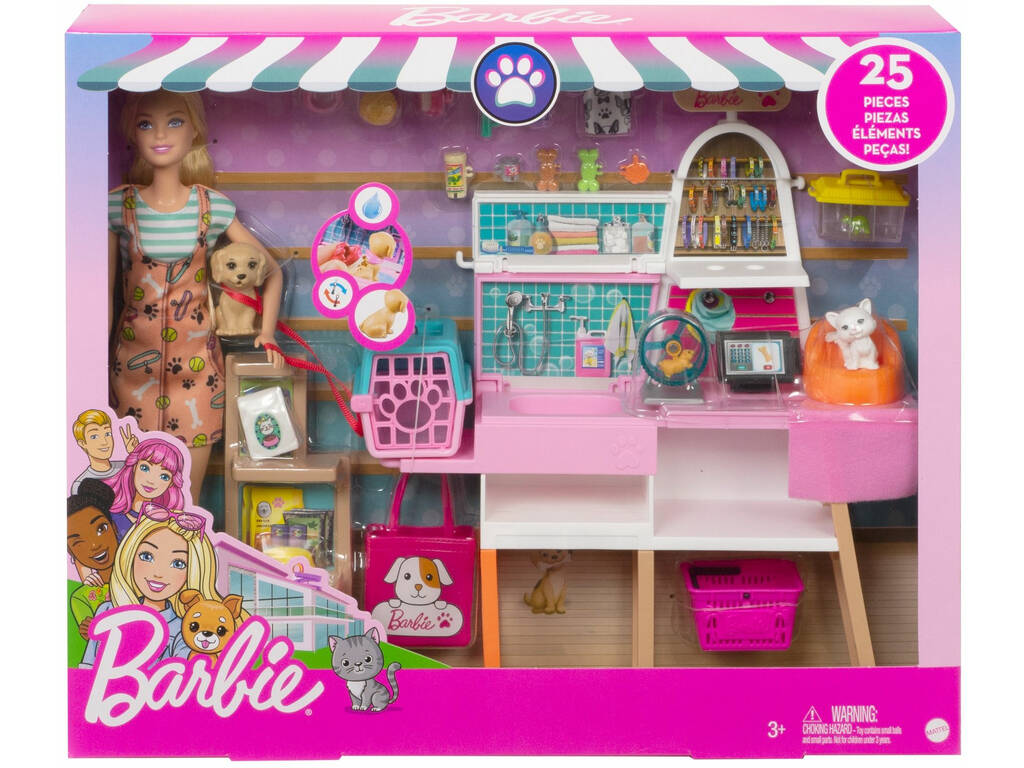 Barbie con Tienda de Mascotas Mattel GRG90