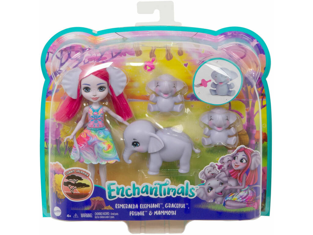 Enchantimals Famiglia Elefante Smeraldo Mattel GTM30