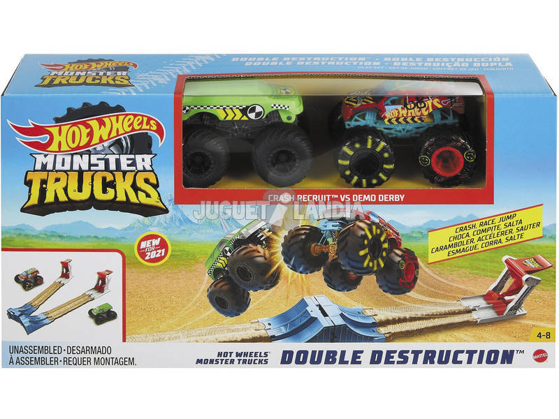 Hot Wheels Véhicules Monster Truck Jeu Double Destruction Mattel GYC80