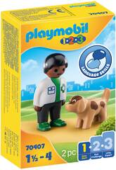 Playmobil 1.2.3 Veterinario con Perro 70407