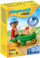 Playmobil 1.2.3 Obrero con Carretilla 70409
