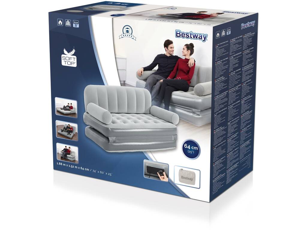 Canapé-lit Couch 188x152x64 cm. avec Gonfleur Éléctrique Intégré Bestway 75079