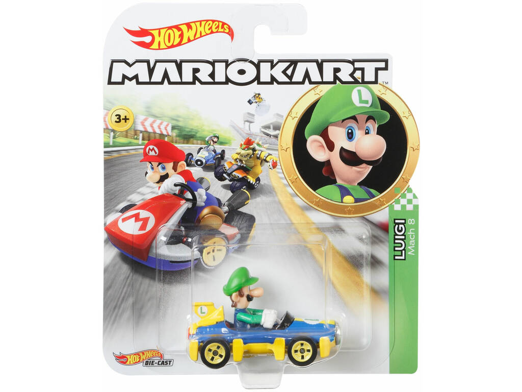 Hot Wheels Mariokart Vehículo Luigi Mattel GBG27
