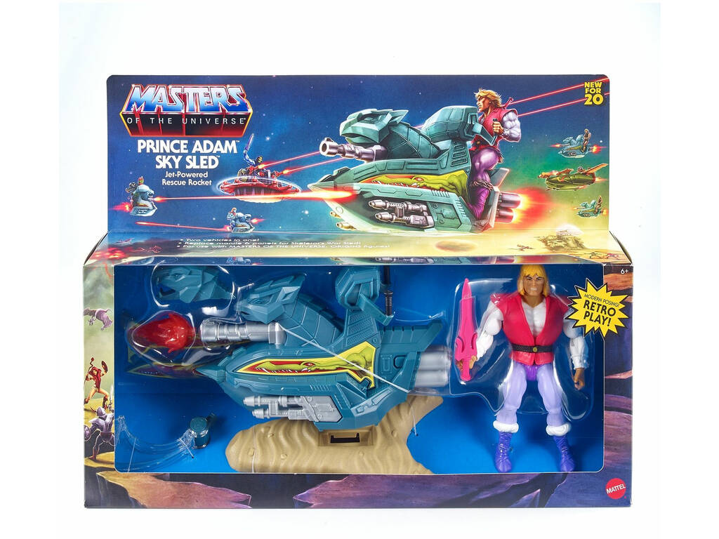 Masters Der Universe Sky Sled Fahrzeug mit Retro Prínz Adam Figur Mattel GPP30