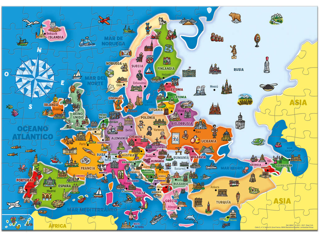 Puzzle Mappa dei paesi d'Europa Diset 68947