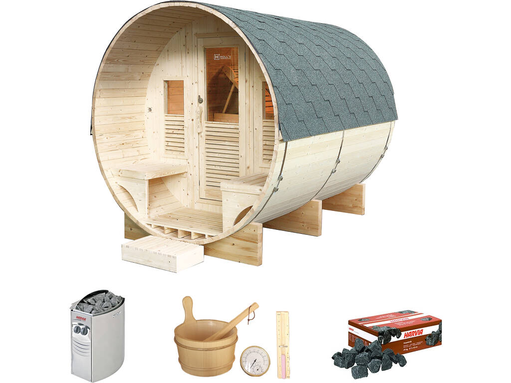 Sauna de Exterior Gaïa Luna de 6 Plazas de 220x205x250 cm