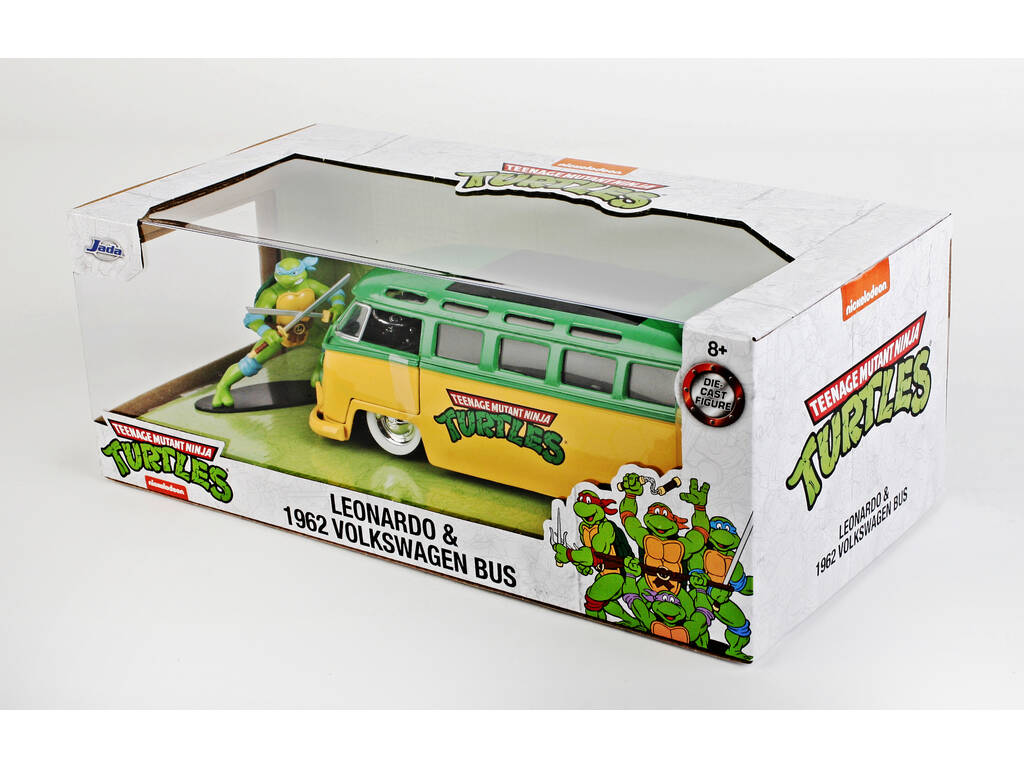 Ninja Turtles 1962 Volkswagen Bus 1:24 mit Figur Leonardo Simba 253285000