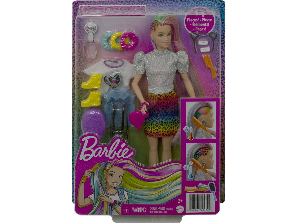 Barbie Cabelo Arcoíris Animal Print Mattel GRN81