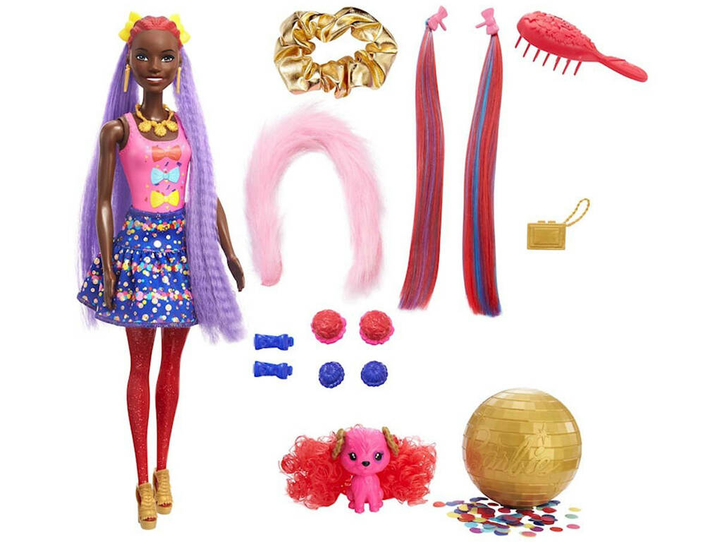Barbie Boneca Color Reveal Penteados Laços Mattel HBG40