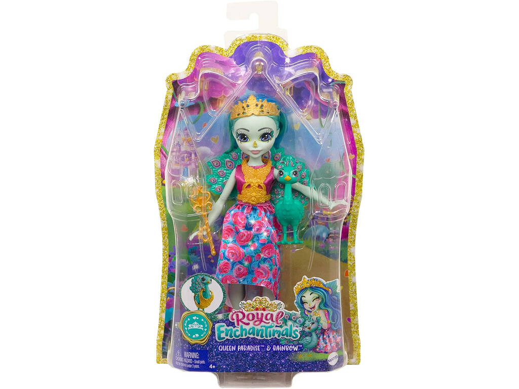 Enchantimals Boneca Queen Paradise e Animal de Estimação Rainbow Mattel GYJ14