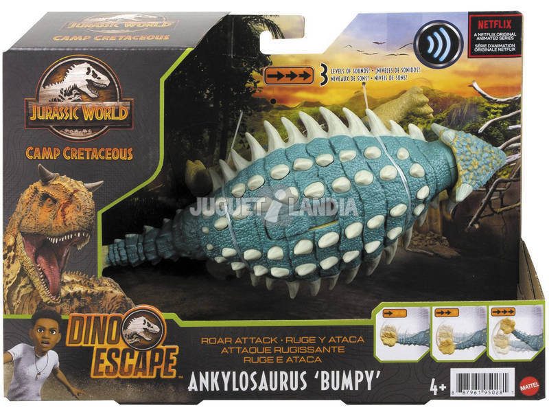 Jurassic World Attacco di Ruggiti Ankylosaurus Ruvido Mattel GWY27