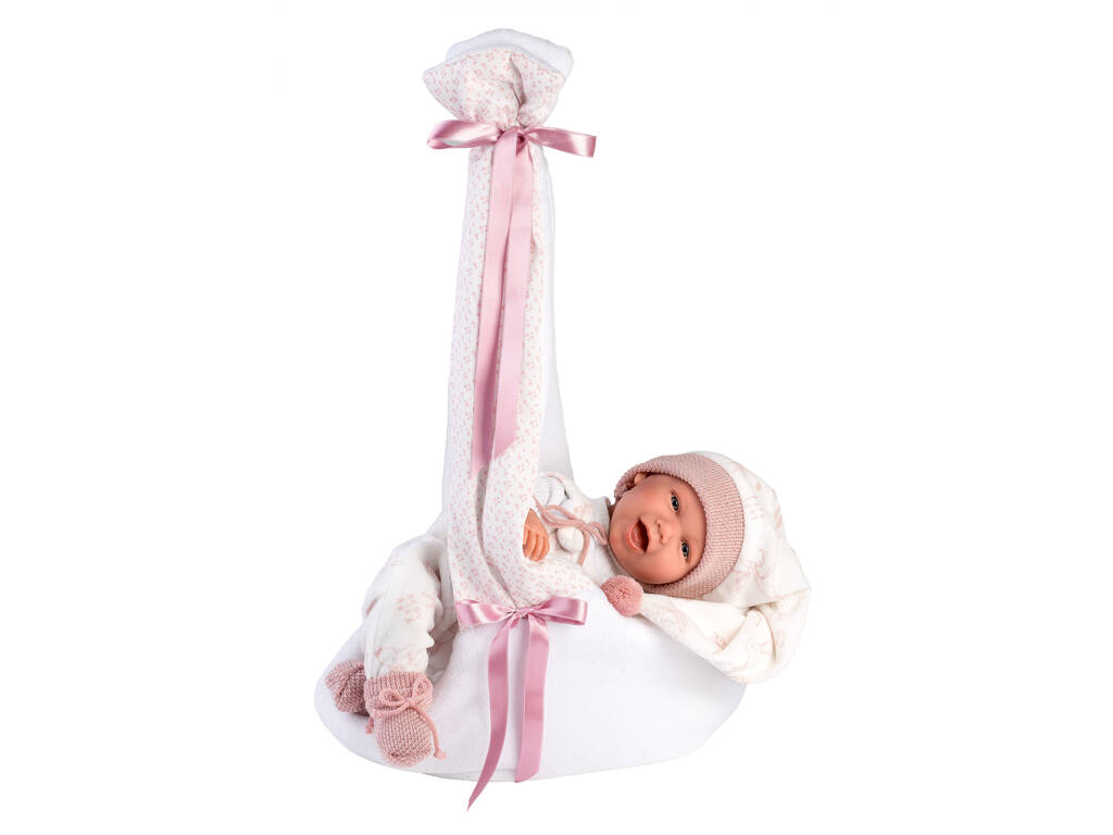 Nacelle de poupée Mimi Smiles Pink Stork 42 cm. Llorens 74006