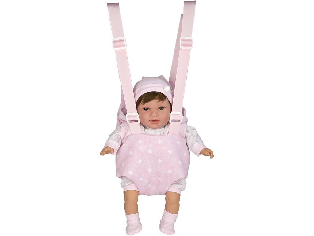 Porte-bébé rose pour poupée de 45 cm. Arias 6058
